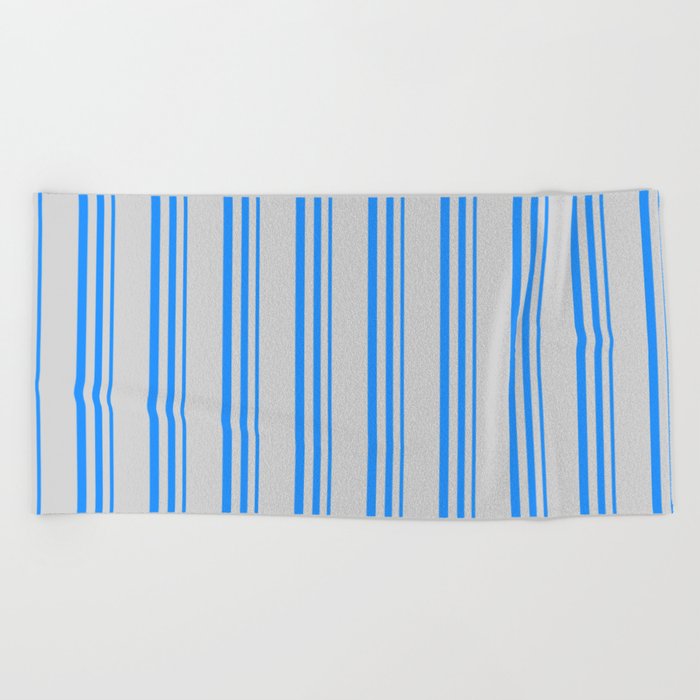 Blue & Light Gray Colored Lines/Stripes Pattern Beach Towel