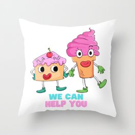 Funny Food, Cake and Ice cream Throw Pillow