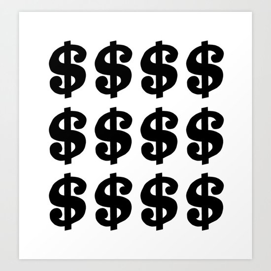 Black Dollars Art Print