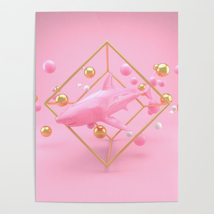 Shark in pink - Animal Display 3D series Poster