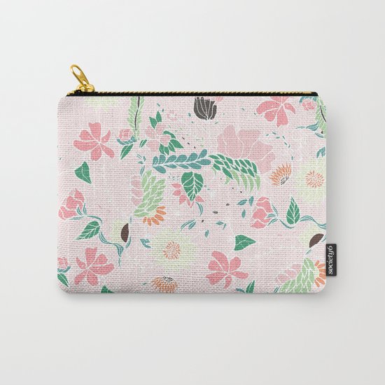 Modern pastel floral handdrawn blush pink illustration Carry-All Pouch