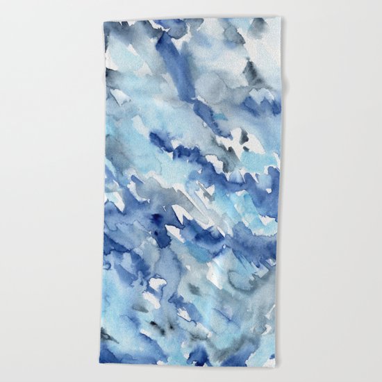 Watercolor madness in blue Beach Towel