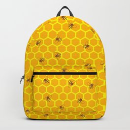 Mind Your Own Beeswax / Bright honeycomb and bee pattern Backpack