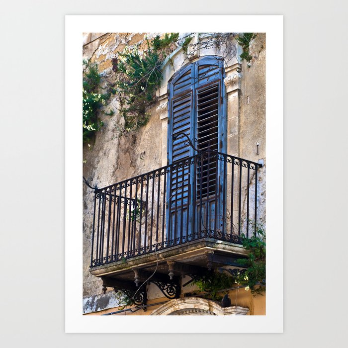 Blue Sicilian Door on the Balcony Art Print