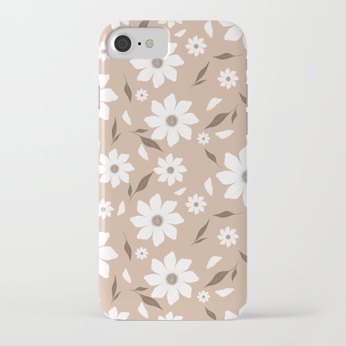 Flowers and leafs cream iPhone Case