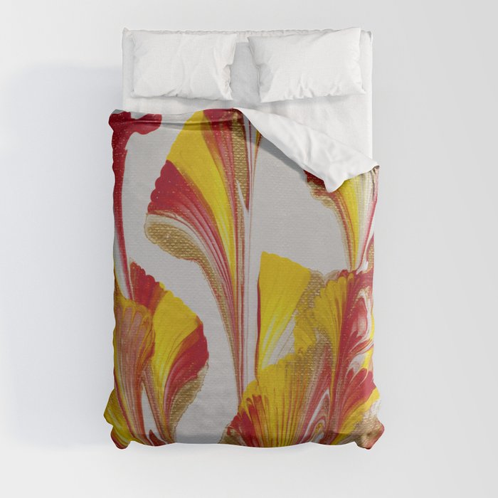 Red and yellow Lilies Duvet Cover