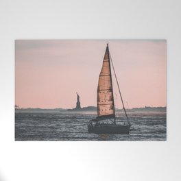 Statue of Liberty and sailing boat in New York City Welcome Mat