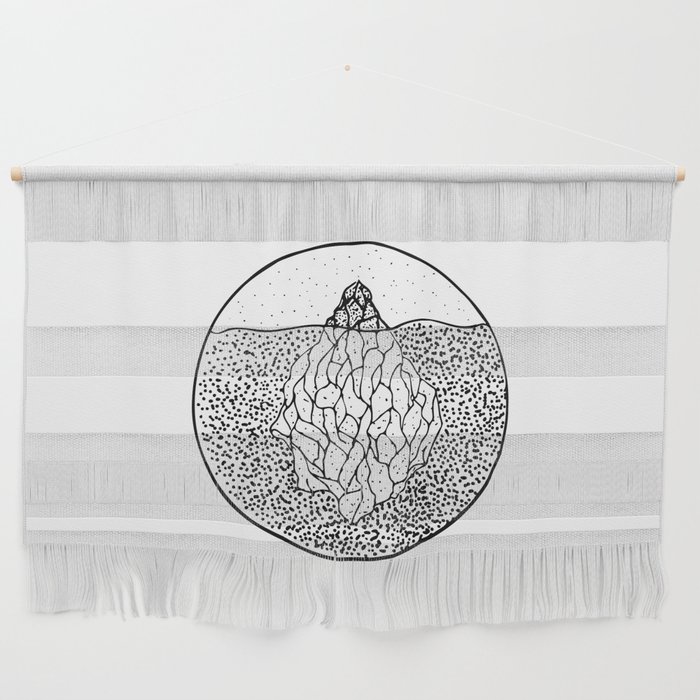 Black and white iceberg abstract sketch Wall Hanging