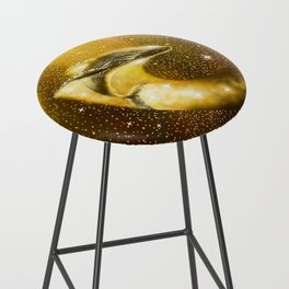 starry whale in golden space Bar Stool