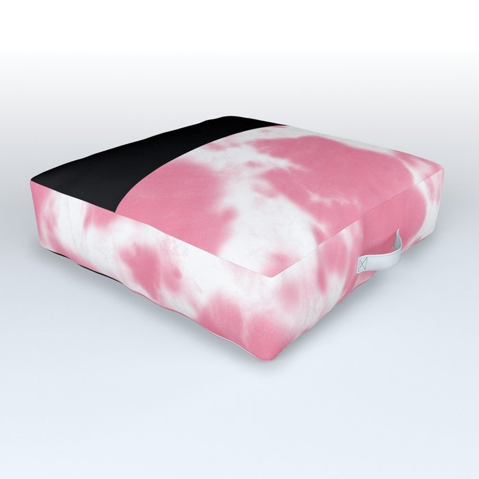 Black & White W/ Pink Tie Dye Outdoor Floor Cushion