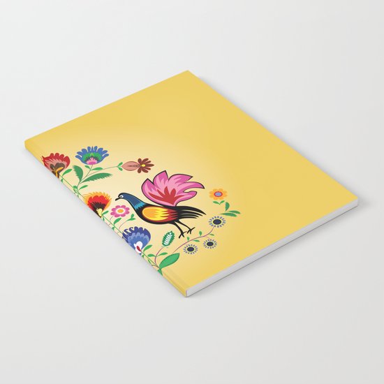 Polish Folk With Decorative Floral & Cockerels Notebook