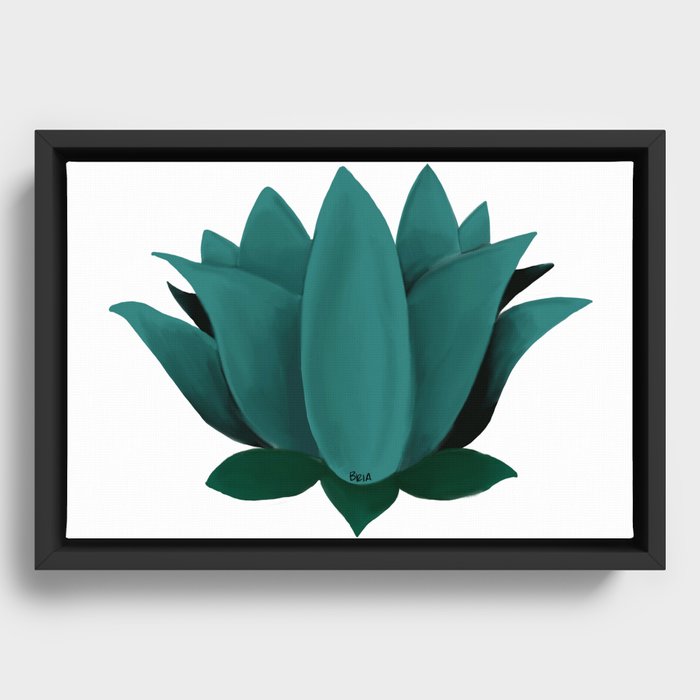 Green Lotus Framed Canvas