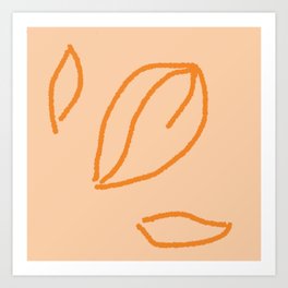 Minimalistic Leaves in Brown Orange Art Print