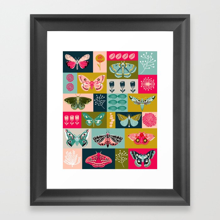Lepidoptery tiles by Andrea Lauren  Framed Art Print