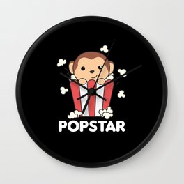 Monkey Popcorn Time Funny Animals In Fast Food Wall Clock