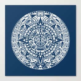 Mayan Calendar // Navy Blue Canvas Print