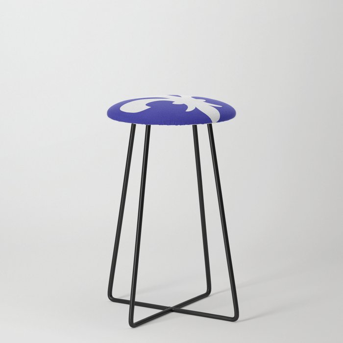 Fleur de Lis (White & Navy Blue) Counter Stool