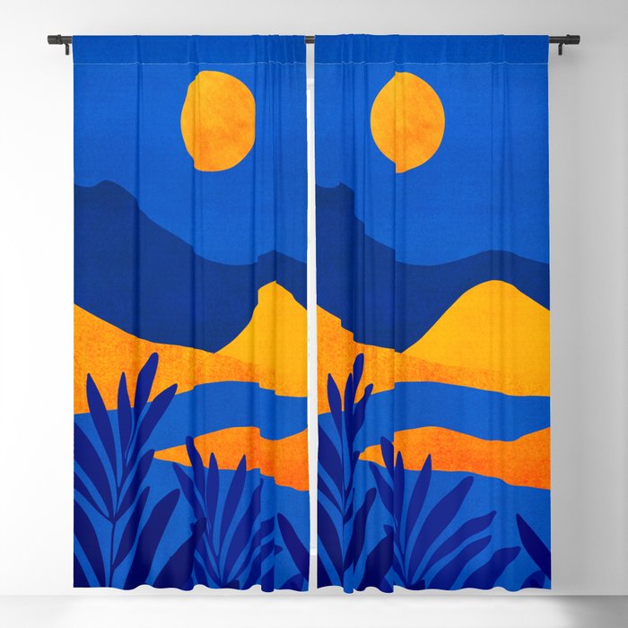 Moonrise Mountains / Blue and Orange Blackout Curtain