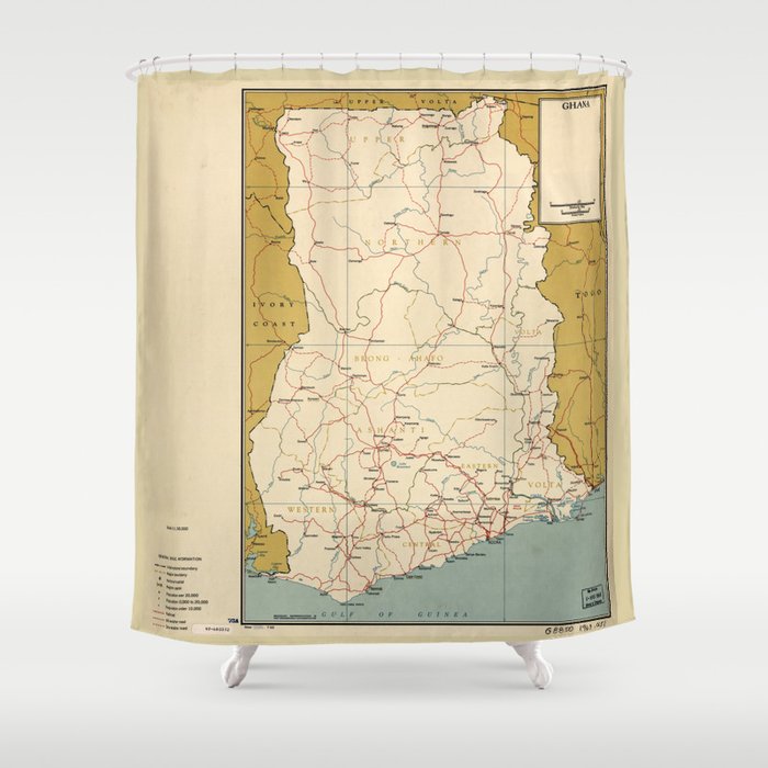 Map of Ghana (1963) Shower Curtain by The Arts Society6