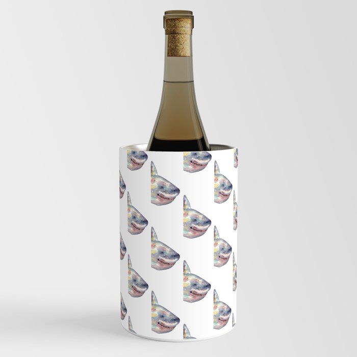 Funny Shark peeking watercolor Wine Chiller