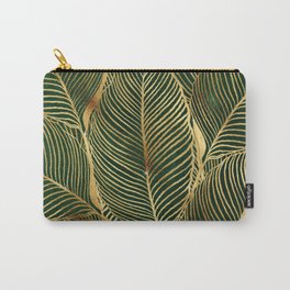 Gold Leaves Forest Green Elegant Pattern Carry-All Pouch