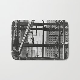 Steel workers New York City Bath Mat | Architecture, Vintage, Photo, Black and White, Curated 