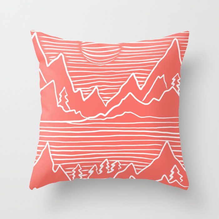 A Perfect Adventure - Outdoor Abstract Living Coral Throw Pillow