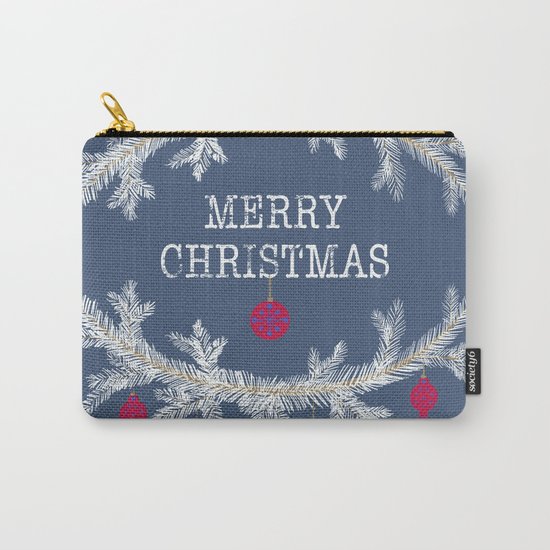 Merry christmas and happy new year greeting card wreath background Carry-All Pouch
