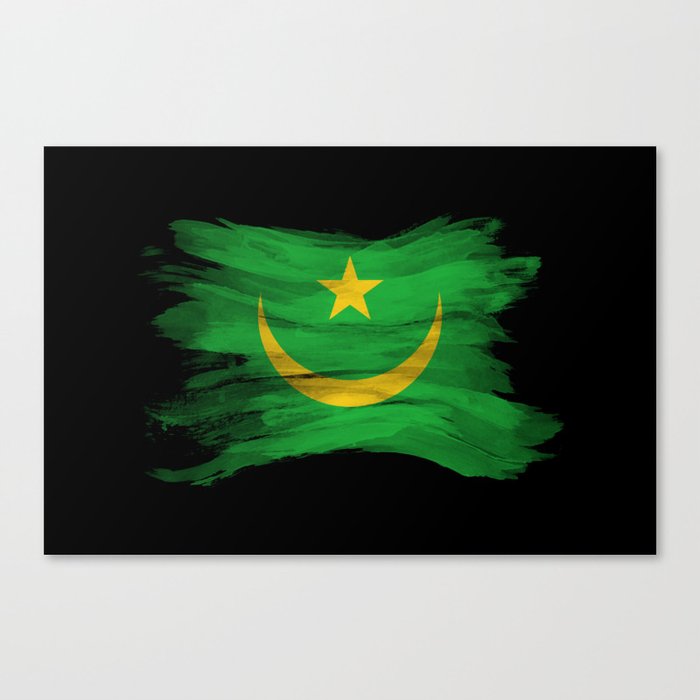 Mauritania flag brush stroke, national flag Canvas Print