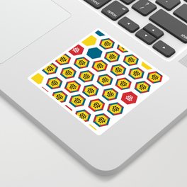 Blue, Red, Yellow Honeycomb Sticker
