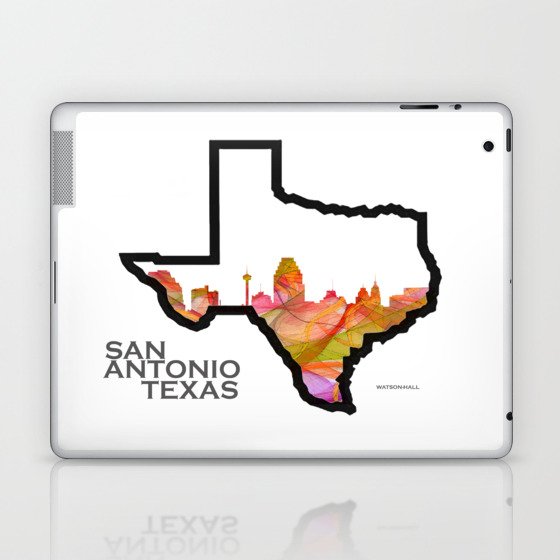 Texas State Map with San Antonio Skyline Laptop & iPad Skin