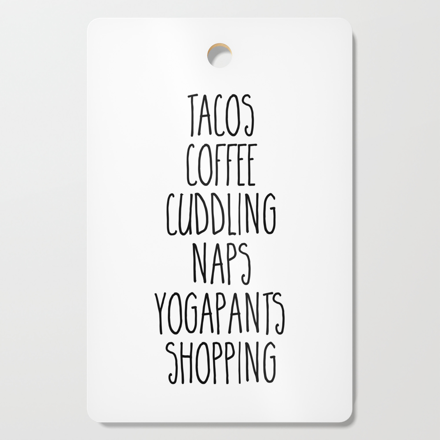 Tacos & Coffee Funny Quote Cutting Board by EnvyArt | Society6