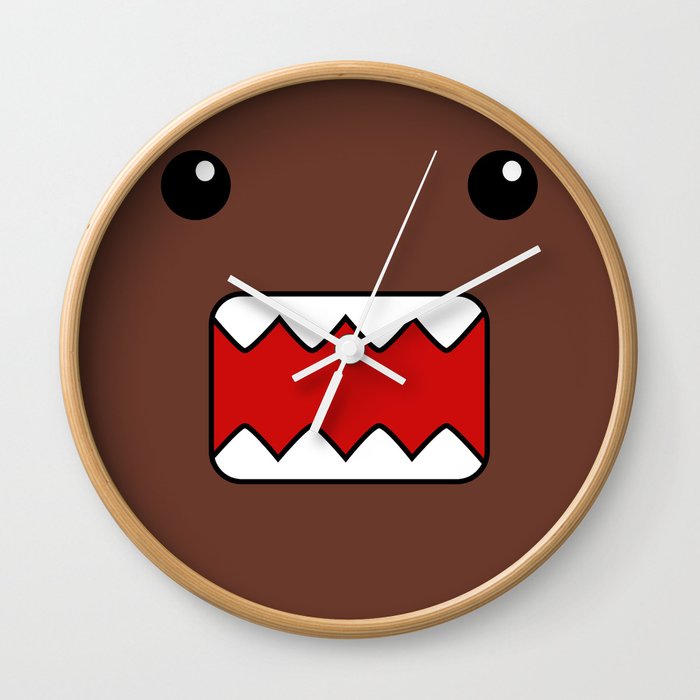 domo kun brown japanese monster wall clock by cutecutecute society6