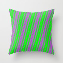 [ Thumbnail: Lime & Orchid Colored Lines Pattern Throw Pillow ]