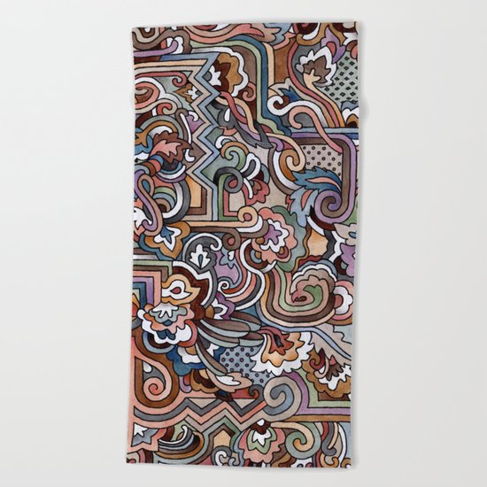 Rayas y rulos Beach Towel