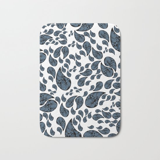 Paisley turquoise, black and white. Bath Mat