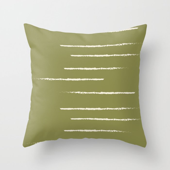 Warm Minimalism Stripe Artichoke Beige Throw Pillow