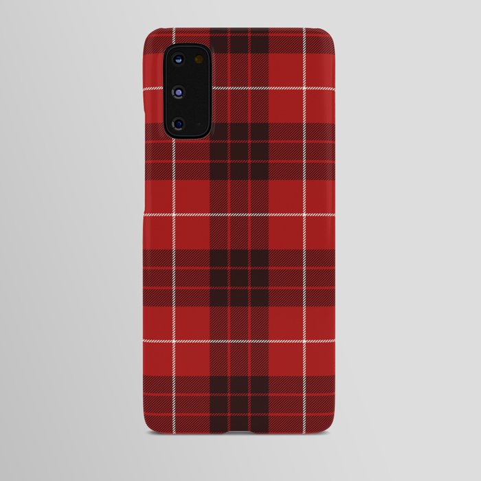 Dark Red Tartan with Black and White Stripes Android Case