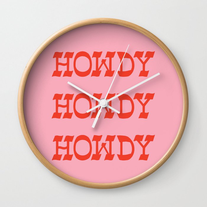 Howdy Howdy!  Pink and Red Wall Clock