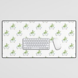 Praying mantis taking bath watercolor Desk Mat