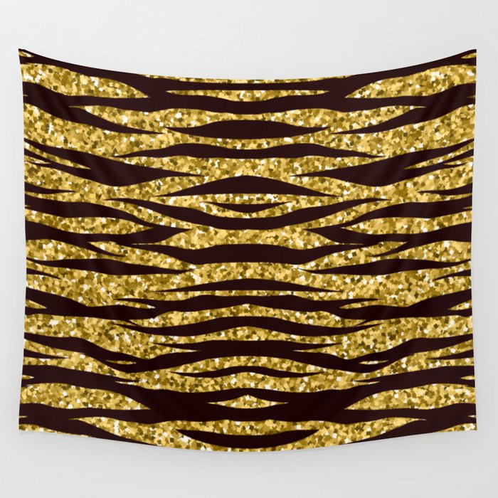 Shiny Gold Tiger Wall Tapestry