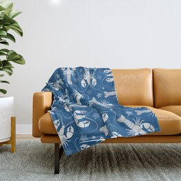 Lobster Love Classic Blue Throw Blanket
