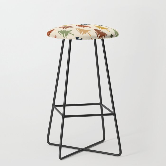 Colorful retro pine forest 3 Bar Stool