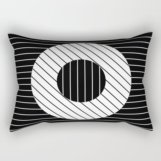 Turn (Minimalistic, black and white, geometric design) Rectangular Pillow