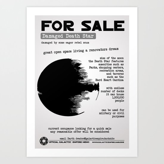 For Sale: Death Star Art Print