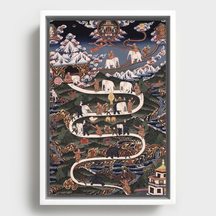 The Nine Stages of Abiding Buddhist Path of Samatha Framed Canvas