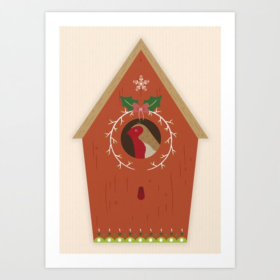Red Bird House Art Print