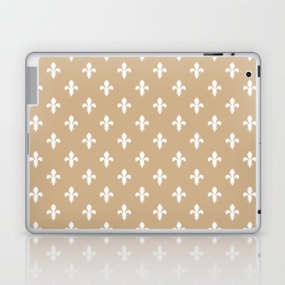 Fleur-de-Lis (White & Tan Pattern) Laptop & iPad Skin
