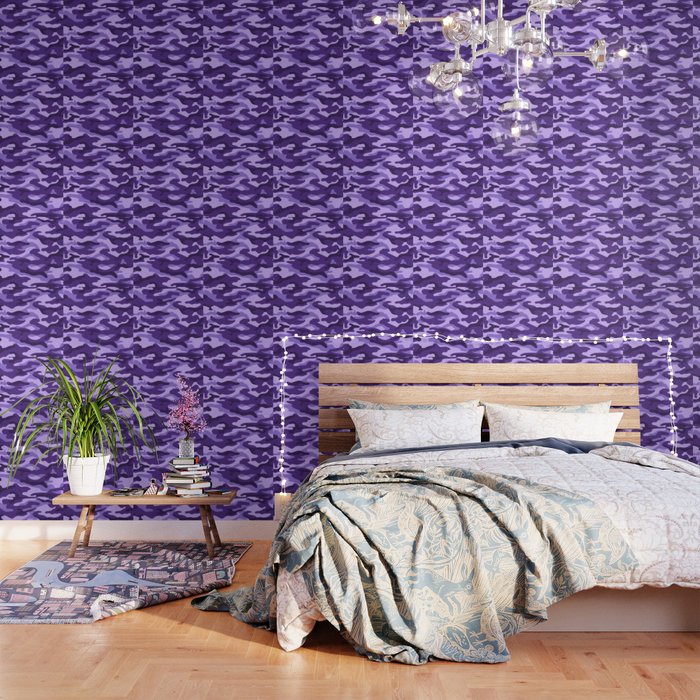 Camouflage Pattern Purple Colours Wallpaper