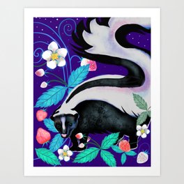 Strawberry Skunk Art Print